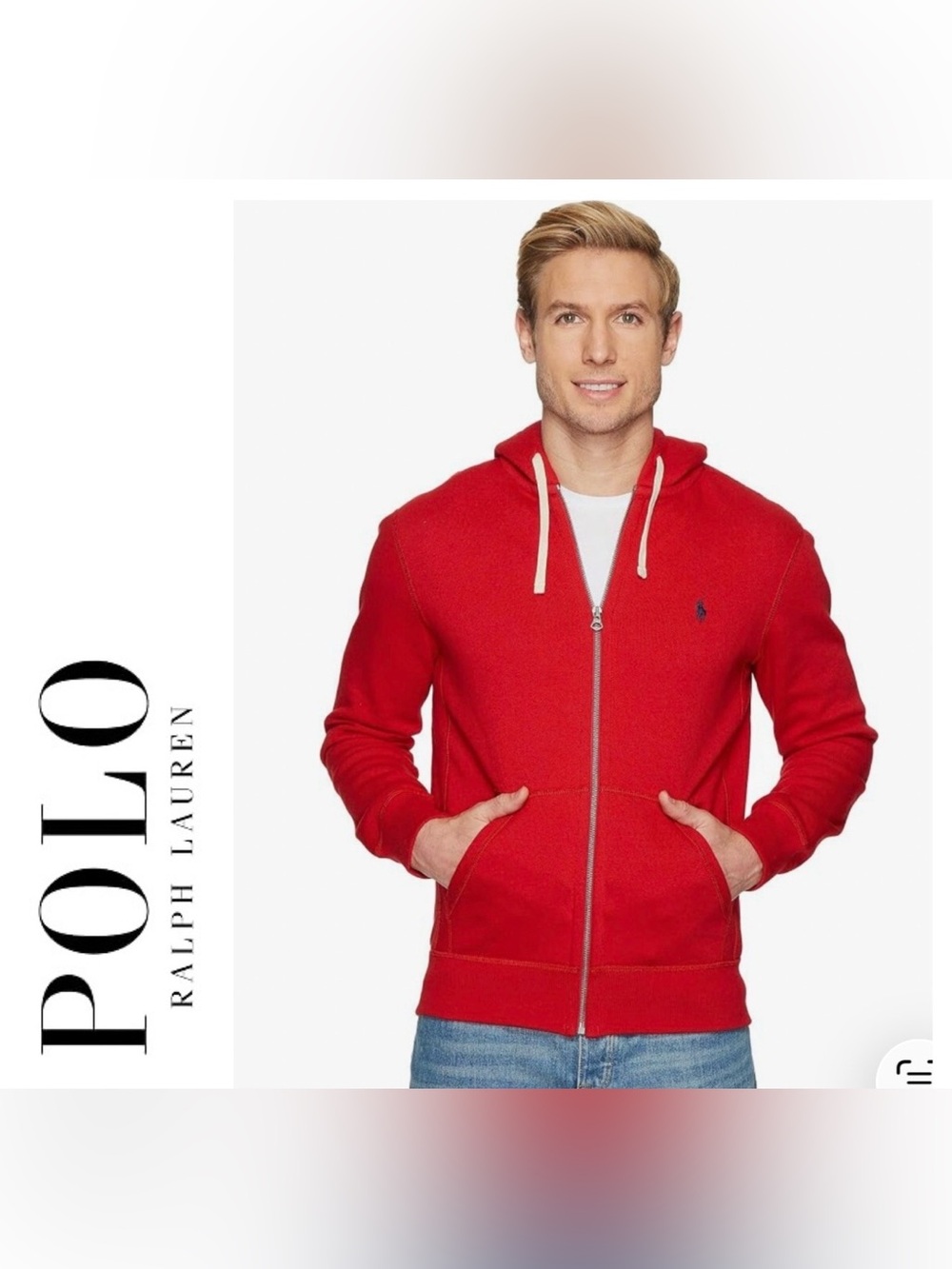 Polo by Ralph Lauren Red Zip-Up Hoodie Size XLarge